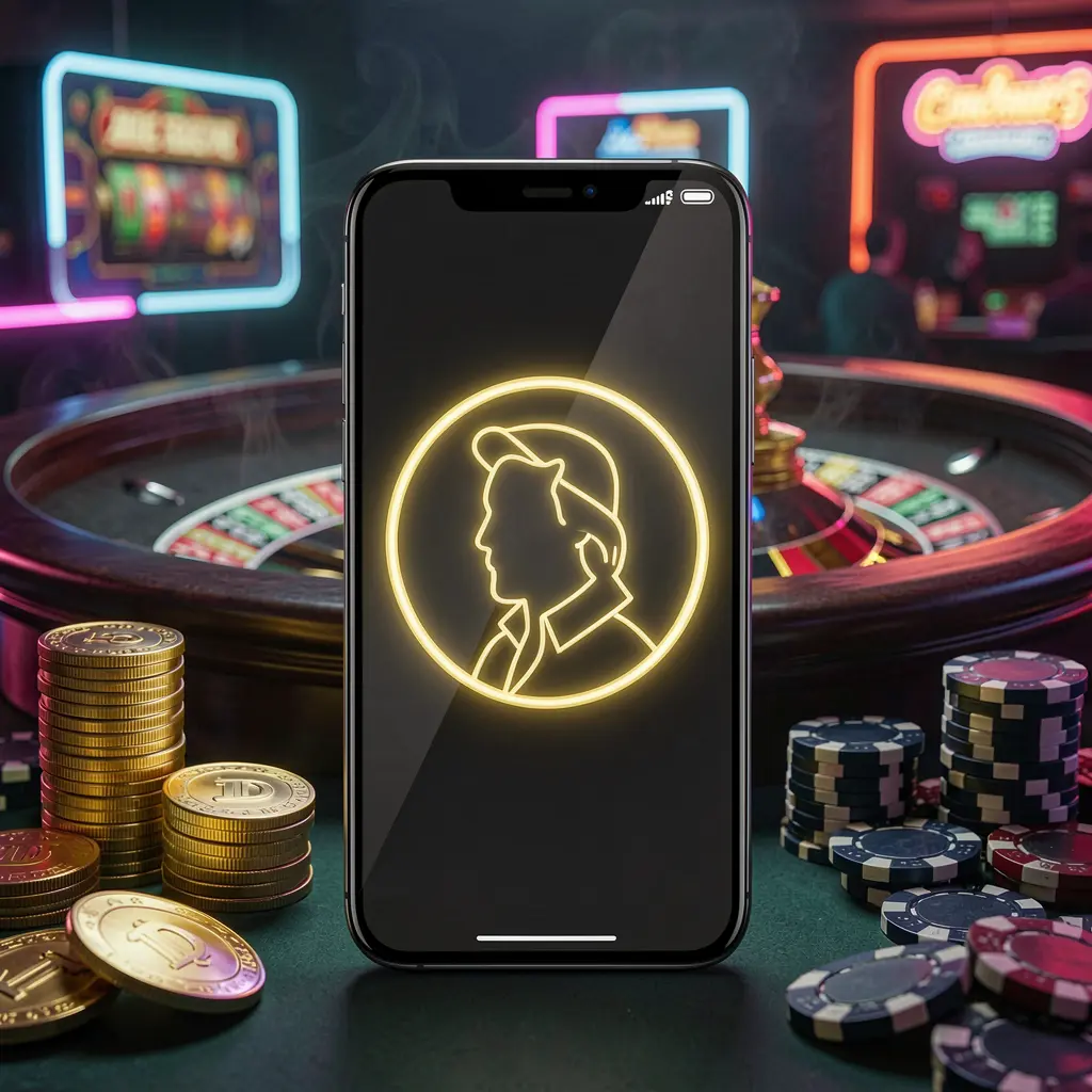 SA696 online casino sign in hero image featuring a modern phone with a glowing profile icon, roulette lights in the background, golden coins and poker chips in a premium dark neon atmosphere SA696 online casino sign in hero image featuring a modern phone with a glowing profile icon, roulette lights in the background, golden coins and poker chips in a premium dark neon atmosphere